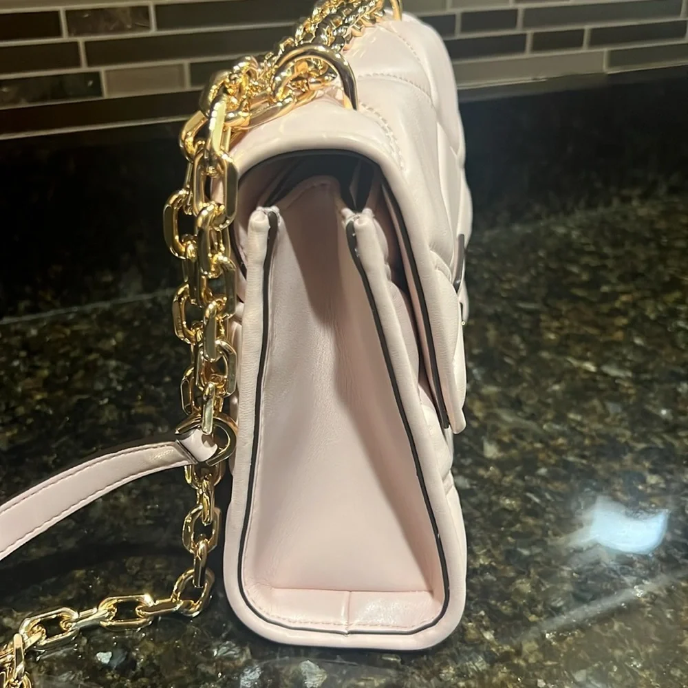 Michael Kors Serena Powder Blush Quilted Med Flap Crossbody Bag
